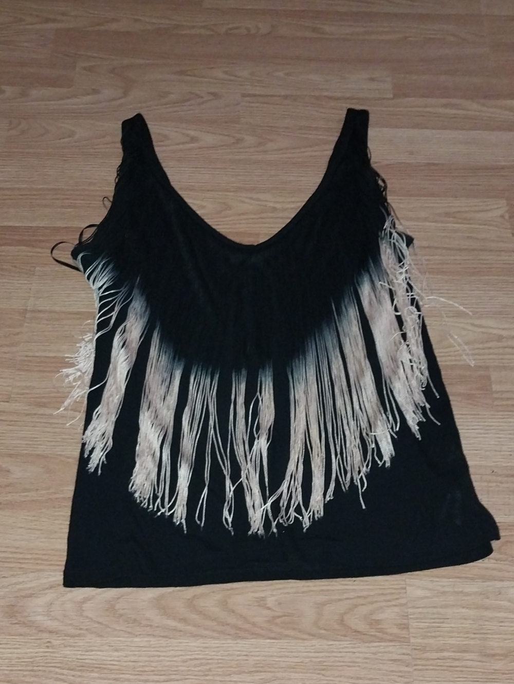 Zara Black Fringe Women's Tank Top - Unbranded